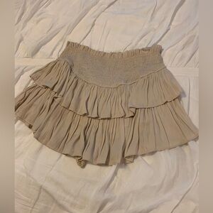 Mustard Seed Beige Ruffled Mini Skirt, Sz M